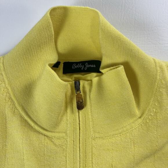 Bobby Jones Extrafine 100% Wool 1/4 Zip Sweater Vest Golf Yellow Lined Mens Sz L - Picture 2 of 13